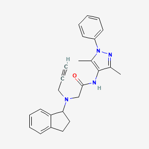 molecular formula C25H26N4O B2868685 2-[2,3-dihydro-1H-inden-1-yl(prop-2-ynyl)amino]-N-(3,5-dimethyl-1-phenylpyrazol-4-yl)acetamide CAS No. 1223209-04-8