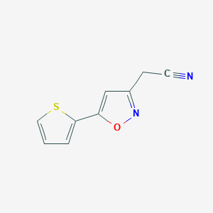 molecular formula C9H6N2OS B2868689 2-(5-(Thiophen-2-yl)isoxazol-3-yl)acetonitrile CAS No. 1206997-24-1