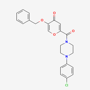 molecular formula C23H21ClN2O4 B2868695 5-(benzyloxy)-2-(4-(4-chlorophenyl)piperazine-1-carbonyl)-4H-pyran-4-one CAS No. 1021134-60-0