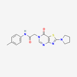 molecular formula C18H19N5O2S B2868698 2-(7-oxo-2-(pyrrolidin-1-yl)thiazolo[4,5-d]pyrimidin-6(7H)-yl)-N-(p-tolyl)acetamide CAS No. 1223926-12-2