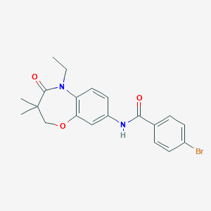 molecular formula C20H21BrN2O3 B2868702 4-bromo-N-(5-ethyl-3,3-dimethyl-4-oxo-2,3,4,5-tetrahydrobenzo[b][1,4]oxazepin-8-yl)benzamide CAS No. 921562-85-8
