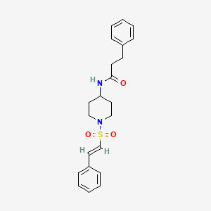 molecular formula C22H26N2O3S B2868703 3-phenyl-N-[1-[(E)-2-phenylethenyl]sulfonylpiperidin-4-yl]propanamide CAS No. 1147646-64-7
