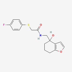 molecular formula C17H18FNO3S B2868705 2-((4-氟苯基)硫代)-N-((4-羟基-4,5,6,7-四氢苯并呋喃-4-基)甲基)乙酰胺 CAS No. 2309570-36-1