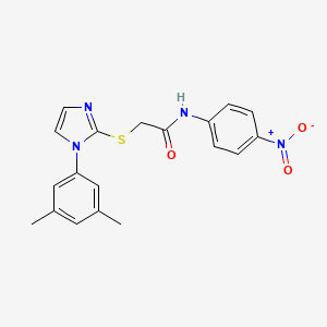molecular formula C19H18N4O3S B2868708 2-((1-(3,5-二甲苯基)-1H-咪唑-2-基)硫代)-N-(4-硝基苯基)乙酰胺 CAS No. 851132-09-7
