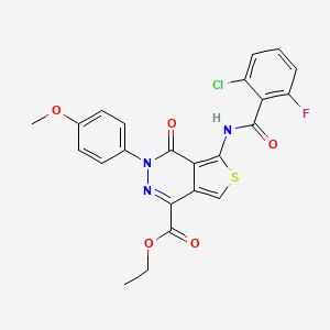 molecular formula C23H17ClFN3O5S B2868713 Ethyl 5-[(2-chloro-6-fluorobenzoyl)amino]-3-(4-methoxyphenyl)-4-oxothieno[3,4-d]pyridazine-1-carboxylate CAS No. 851952-08-4