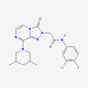 molecular formula C20H22ClFN6O2 B2868715 N-(3-chloro-4-fluorophenyl)-2-(8-(3,5-dimethylpiperidin-1-yl)-3-oxo-[1,2,4]triazolo[4,3-a]pyrazin-2(3H)-yl)acetamide CAS No. 1251682-81-1