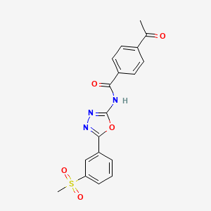 molecular formula C18H15N3O5S B2868718 4-acetyl-N-[5-(3-methylsulfonylphenyl)-1,3,4-oxadiazol-2-yl]benzamide CAS No. 886928-65-0