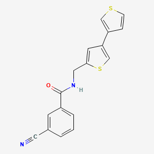 molecular formula C17H12N2OS2 B2868721 3-Cyano-N-[(4-thiophen-3-ylthiophen-2-yl)methyl]benzamide CAS No. 2380069-00-9