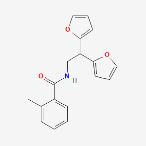 molecular formula C18H17NO3 B2868737 N-(2,2-di(furan-2-yl)ethyl)-2-methylbenzamide CAS No. 2097868-19-2