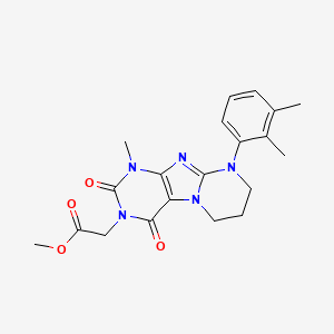 molecular formula C20H23N5O4 B2868748 2-(9-(2,3-二甲基苯基)-1-甲基-2,4-二氧代-1,2,6,7,8,9-六氢嘧啶并[2,1-f]嘌呤-3(4H)-基)乙酸甲酯 CAS No. 922453-63-2