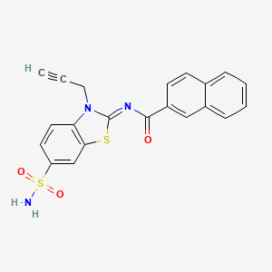 molecular formula C21H15N3O3S2 B2868755 N-(3-prop-2-ynyl-6-sulfamoyl-1,3-benzothiazol-2-ylidene)naphthalene-2-carboxamide CAS No. 865182-50-9