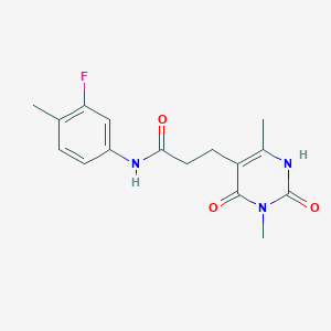 molecular formula C16H18FN3O3 B2868756 3-(3,6-二甲基-2,4-二氧代-1,2,3,4-四氢嘧啶-5-基)-N-(3-氟-4-甲基苯基)丙酰胺 CAS No. 1105207-74-6