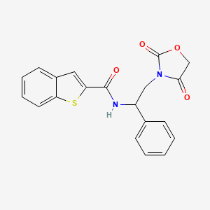 molecular formula C20H16N2O4S B2868760 N-(2-(2,4-二氧代恶唑烷-3-基)-1-苯乙基)苯并[b]噻吩-2-甲酰胺 CAS No. 2034270-37-4
