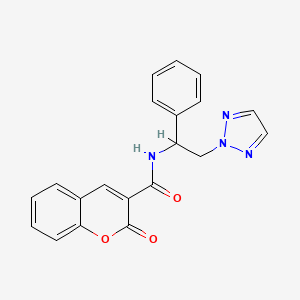 molecular formula C20H16N4O3 B2868764 2-oxo-N-(1-phenyl-2-(2H-1,2,3-triazol-2-yl)ethyl)-2H-chromene-3-carboxamide CAS No. 2034547-88-9