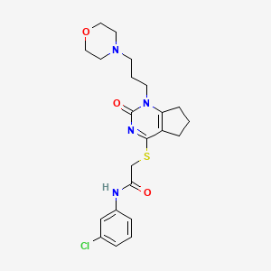 molecular formula C22H27ClN4O3S B2868771 N-(3-氯苯基)-2-((1-(3-吗啉丙基)-2-氧代-2,5,6,7-四氢-1H-环戊并[d]嘧啶-4-基)硫代)乙酰胺 CAS No. 898451-18-8