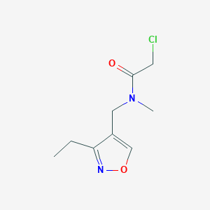 molecular formula C9H13ClN2O2 B2868774 2-Chloro-N-[(3-ethyl-1,2-oxazol-4-yl)methyl]-N-methylacetamide CAS No. 2411277-19-3
