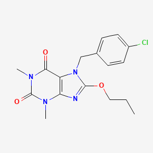 molecular formula C17H19ClN4O3 B2868786 7-(4-chlorobenzyl)-1,3-dimethyl-8-propoxy-3,7-dihydro-1H-purine-2,6-dione CAS No. 476480-36-1