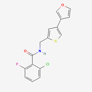 molecular formula C16H11ClFNO2S B2868788 2-Chloro-6-fluoro-N-[[4-(furan-3-yl)thiophen-2-yl]methyl]benzamide CAS No. 2380070-05-1
