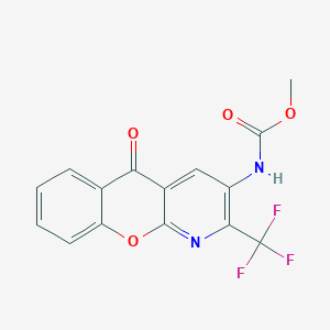 molecular formula C15H9F3N2O4 B2868792 N-[5-氧代-2-(三氟甲基)-5H-色满并[2,3-b]吡啶-3-基]甲酸甲酯 CAS No. 303995-25-7