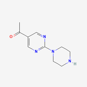 molecular formula C10H14N4O B2868793 1-(2-(Piperazin-1-yl)pyrimidin-5-yl)ethanone hydrochloride CAS No. 1240293-02-0