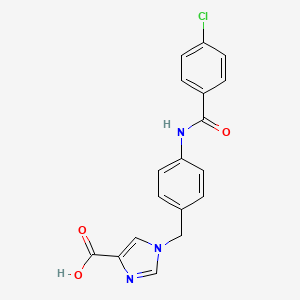molecular formula C18H14ClN3O3 B2868798 1-(4-(4-chlorobenzamido)benzyl)-1H-imidazole-4-carboxylic acid CAS No. 1251607-50-7