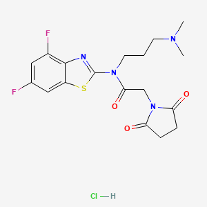 molecular formula C18H21ClF2N4O3S B2868802 N-(4,6-difluorobenzo[d]thiazol-2-yl)-N-(3-(dimethylamino)propyl)-2-(2,5-dioxopyrrolidin-1-yl)acetamide hydrochloride CAS No. 1215613-88-9