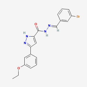molecular formula C19H17BrN4O2 B2868807 N'-[(E)-(3-bromophenyl)methylidene]-3-(3-ethoxyphenyl)-1H-pyrazole-5-carbohydrazide CAS No. 1285535-96-7