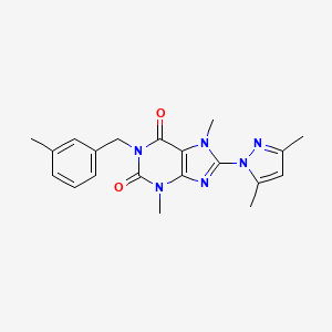 molecular formula C20H22N6O2 B2868812 8-(3,5-dimethyl-1H-pyrazol-1-yl)-3,7-dimethyl-1-(3-methylbenzyl)-1H-purine-2,6(3H,7H)-dione CAS No. 1014074-70-4