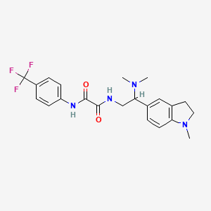 molecular formula C22H25F3N4O2 B2868817 N1-(2-(dimethylamino)-2-(1-methylindolin-5-yl)ethyl)-N2-(4-(trifluoromethyl)phenyl)oxalamide CAS No. 922089-83-6
