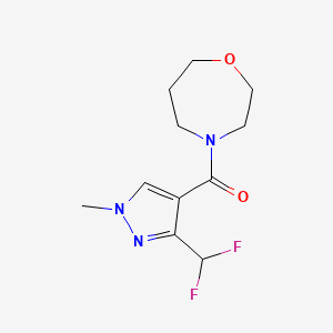 molecular formula C11H15F2N3O2 B2868824 (3-(difluoromethyl)-1-methyl-1H-pyrazol-4-yl)(1,4-oxazepan-4-yl)methanone CAS No. 2310083-00-0