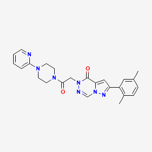 molecular formula C24H25N7O2 B2868826 8-(2,5-Dimethylphenyl)-1-(2-oxo-2-(4-(pyridin-2-yl)piperazin-1-yl)ethyl)pyrazolo[1,5-d][1,2,4]triazinone CAS No. 1448063-18-0
