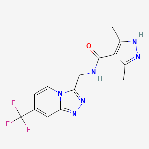 molecular formula C14H13F3N6O B2868828 3,5-dimethyl-N-((7-(trifluoromethyl)-[1,2,4]triazolo[4,3-a]pyridin-3-yl)methyl)-1H-pyrazole-4-carboxamide CAS No. 2034201-64-2
