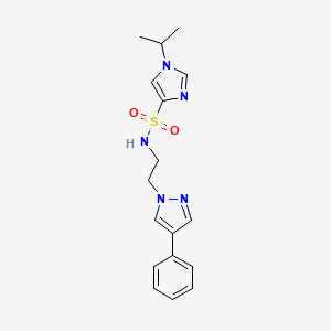 molecular formula C17H21N5O2S B2868832 1-异丙基-N-(2-(4-苯基-1H-吡唑-1-基)乙基)-1H-咪唑-4-磺酰胺 CAS No. 2034326-86-6