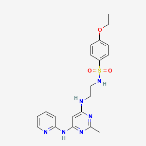 molecular formula C21H26N6O3S B2868836 4-ethoxy-N-(2-((2-methyl-6-((4-methylpyridin-2-yl)amino)pyrimidin-4-yl)amino)ethyl)benzenesulfonamide CAS No. 1428375-57-8