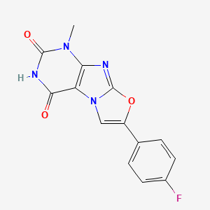 molecular formula C14H9FN4O3 B2868839 7-(4-氟苯基)-1-甲基恶唑并[2,3-f]嘌呤-2,4(1H,3H)-二酮 CAS No. 132739-87-8