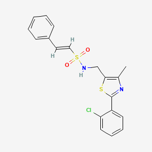 molecular formula C19H17ClN2O2S2 B2868842 (E)-N-((2-(2-chlorophenyl)-4-methylthiazol-5-yl)methyl)-2-phenylethenesulfonamide CAS No. 1421588-63-7