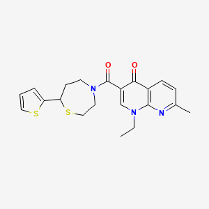 molecular formula C21H23N3O2S2 B2868843 1-ethyl-7-methyl-3-(7-(thiophen-2-yl)-1,4-thiazepane-4-carbonyl)-1,8-naphthyridin-4(1H)-one CAS No. 1706095-81-9