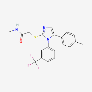 molecular formula C20H18F3N3OS B2868849 N-methyl-2-((5-(p-tolyl)-1-(3-(trifluoromethyl)phenyl)-1H-imidazol-2-yl)thio)acetamide CAS No. 1226433-27-7
