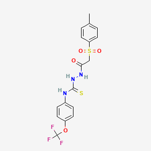 molecular formula C17H16F3N3O4S2 B2868851 1-[[2-(4-Methylphenyl)sulfonylacetyl]amino]-3-[4-(trifluoromethoxy)phenyl]thiourea CAS No. 1022404-03-0
