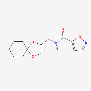 molecular formula C13H18N2O4 B2868858 N-(1,4-dioxaspiro[4.5]decan-2-ylmethyl)isoxazole-5-carboxamide CAS No. 1211667-24-1