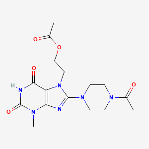 molecular formula C16H22N6O5 B2868859 2-[8-(4-乙酰哌嗪-1-基)-3-甲基-2,6-二氧嘌呤-7-基]乙酸乙酯 CAS No. 372181-27-6