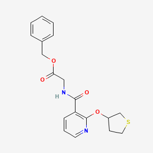 molecular formula C19H20N2O4S B2868873 2-(2-((四氢噻吩-3-基)氧基)烟酰胺基)乙酸苄酯 CAS No. 1903571-91-4