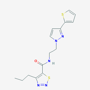 molecular formula C15H17N5OS2 B2868878 4-propyl-N-(2-(3-(thiophen-2-yl)-1H-pyrazol-1-yl)ethyl)-1,2,3-thiadiazole-5-carboxamide CAS No. 1448061-22-0