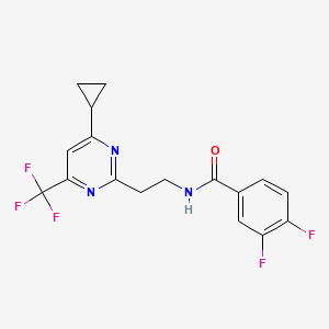molecular formula C17H14F5N3O B2868879 N-(2-(4-cyclopropyl-6-(trifluoromethyl)pyrimidin-2-yl)ethyl)-3,4-difluorobenzamide CAS No. 1396765-21-1
