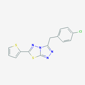 molecular formula C14H9ClN4S2 B286888 3-(4-Chlorobenzyl)-6-(2-thienyl)[1,2,4]triazolo[3,4-b][1,3,4]thiadiazole 