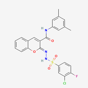 molecular formula C24H19ClFN3O4S B2868882 (2Z)-2-[(3-chloro-4-fluorophenyl)sulfonylhydrazinylidene]-N-(3,5-dimethylphenyl)chromene-3-carboxamide CAS No. 866348-12-1