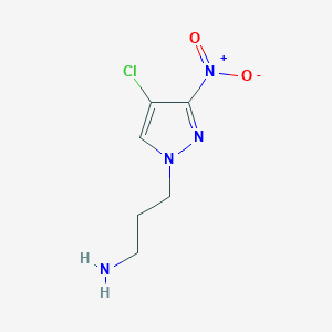 molecular formula C6H9ClN4O2 B2868884 3-(4-chloro-3-nitro-1H-pyrazol-1-yl)propan-1-amine CAS No. 1006962-60-2; 1432033-45-8