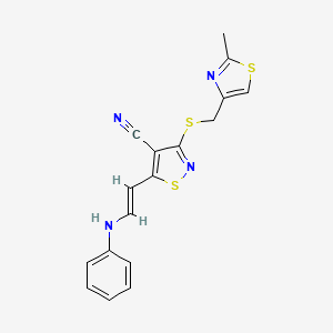 5-[(E)-2-anilinoethenyl]-3-[(2-methyl-1,3-thiazol-4-yl)methylsulfanyl]-1,2-thiazole-4-carbonitrile