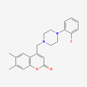 molecular formula C22H23FN2O2 B2868896 4-[[4-(2-Fluorophenyl)piperazin-1-yl]methyl]-6,7-dimethylchromen-2-one CAS No. 850085-34-6