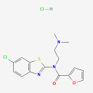 molecular formula C16H17Cl2N3O2S B2868899 N-(6-chlorobenzo[d]thiazol-2-yl)-N-(2-(dimethylamino)ethyl)furan-2-carboxamide hydrochloride CAS No. 1216860-44-4